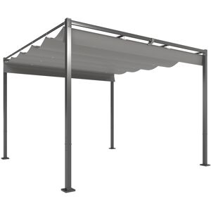 Outsunny 3 x 3(m) Garden Pergola with Retractable Roof and Magnetic Fixture, Outdoor Pergola Kit Sun Shade Canopy, UPF30+, Grey
