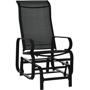 Outsunny Outdoor Gliding Rocking Chair with Sturdy Metal Frame Garden Comfortable Swing Chair for Patio, Backyard and Poolside, Black