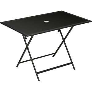 Outsunny Extendable Outdoor Dining Table, Rectangle Patio Table with Tempered Glass Top and Parasol Hole, for Garden, Lawn, Backyard, 110 x 70 x 70 cm