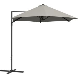 Outsunny 2.5M Garden Cantilever Parasol, Offset Roma Patio Umbrella Hanging Sun Shade Canopy Shelter with 360° Rotation and Cross Base, Light Grey