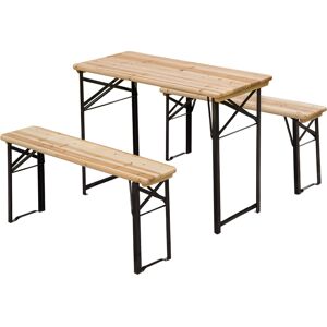 Outsunny Portable Folding Camping Picnic Trestle Beer Table & Bench Set Garden BBQ Chairs Stools Wooden Wood (120cm(L) x 25cm(W) x 46cm(H)) Aosom UK