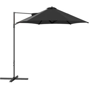 Outsunny 2.5M Garden Cantilever Parasol, Offset Roma Patio Umbrella Hanging Sun Shade Canopy Shelter with 360° Rotation and Cross Base, Black