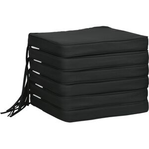 Outsunny Garden Chair Cushions, Set of 6, Dining Seat Pads with Straps, Removable for Indoor/Outdoor Use, Black Aosom UK