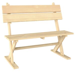 Outsunny 2 Seater Wooden Garden Bench, Fir Wood Outdoor Bench with Slatted Seat, Sloping Back and Wide Feet for Patio, Park, Natural Wood