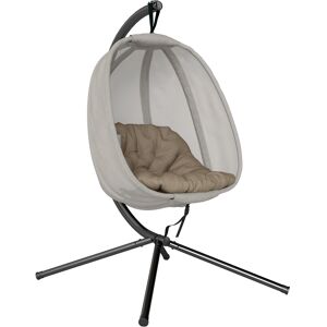 Outsunny Hanging Egg Chair, Folding Swing Hammock with Cushion and Stand for Indoor Outdoor, Patio Garden Furniture, Khaki