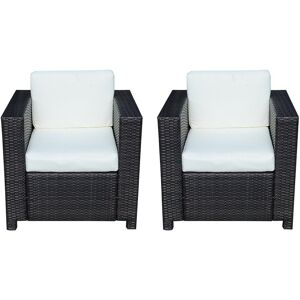 Outsunny 2 Pcs Rattan Single Armchairs-Black