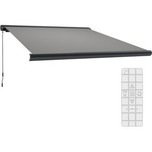 Outsunny 3.5 x 3 m Electric Awning with Remote Controller, Aluminium Frame DIY Retractable Awning, UV50+ Sun Shade Canopy for Garden Patio Deck Door Window, Light Grey
