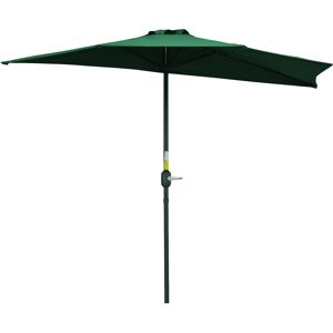 Outsunny Waterproof 3(m) Half Parasol Semi Round Umbrella Patio Metal Frame Crank Handle for Balcony-- NO BASE INCLUDED, Green Aosom UK