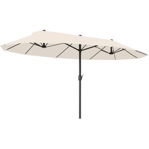 Outsunny Waterproof 4.6m Garden Parasol Double-Sided Sun Umbrella Patio Market Shelter Canopy Shade Outdoor Beige - NO BASE Aosom UK