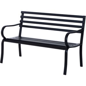 Outsunny 2 Seater Metal Garden Park Bench Porch Chair Furniture Patio Outdoor Park Loveseat Seat Black Outsunny 2 Seater Metal Garden Park Bench Porch Chair Furniture Patio Outdoor Park Loveseat Seat Black