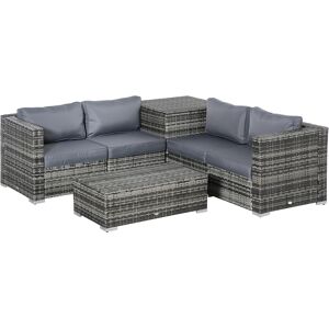 Outsunny 6PC Rattan Corner Sofa Set Wicker 4 Seater Garden Storage Coffee Table Conversation Ottoman Outdoor Weave Furniture w/ Cushion Aosom UK Outsunny 6PC Rattan Corner Sofa Set Wicker 4 Seater Garden Storage Coffee Table Conversation Ottoman Outdoor Weave Furniture w/ Cushion Aosom UK
