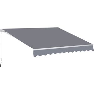 Outsunny 3 x 2.5m Garden Patio Manual Awning Retractable Canopy Sun Shade Shelter with Fittings and Crank Handle Grey Outsunny 3 x 2.5m Garden Patio Manual Awning Retractable Canopy Sun Shade Shelter with Fittings and Crank Handle Grey