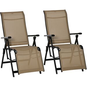 Outsunny Set of 2 Outdoor Sun Lounger Adjustable Folding Steel Chaise Reclining Lounge Chairs with 10 Back and Leg Positions, Beige Outsunny Set of 2 Outdoor Sun Lounger Adjustable Folding Steel Chaise Reclining Lounge Chairs with 10 Back and Leg Positions, Beige