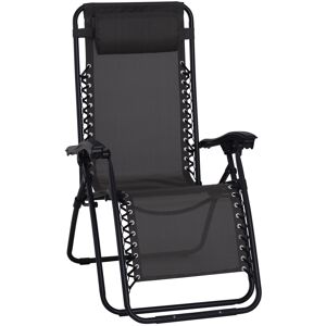 Outsunny Zero Gravity Chair, Metal Frame Outdoor Folding & Reclining Sun Lounger with Head Pillow for Patio, Decking, Gardens, Camping, Black Outsunny Zero Gravity Chair, Metal Frame Outdoor Folding & Reclining Sun Lounger with Head Pillow for Patio, Decking, Gardens, Camping, Black