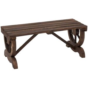 Outsunny Garden Rustic Wooden Bench Wheel-Shaped Legs Slatted Seats Stable Reinforced Structure Outdoor Patio Garden 2-Person Bench Seat - Brown Outsunny Garden Rustic Wooden Bench Wheel-Shaped Legs Slatted Seats Stable Reinforced Structure Outdoor Patio Garden 2-Person Bench Seat - Brown