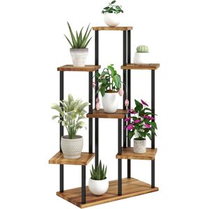 Outsunny 7 Tier Plant Stand Indoor Outdoor, Tiered Corner Steel Wood Plant Shelf for Multiple Plants, Tall Flower Stand Display Rack for Garden Patio Balcony Living Room, Carbonised Finish Outsunny 7 Tier Plant Stand Indoor Outdoor, Tiered Corner Steel Wood Plant Shelf for Multiple Plants, Tall Flower Stand Display Rack for Garden Patio Balcony Living Room, Carbonised Finish