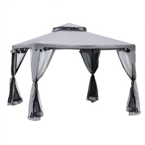 Outsunny Waterproof 3 x 3 Meter Metal Gazebo Garden Outdoor 2-tier Roof Marquee Party Tent Canopy Pavillion Shelter w/ Netting - Grey Aosom UK Outsunny Waterproof 3 x 3 Meter Metal Gazebo Garden Outdoor 2-tier Roof Marquee Party Tent Canopy Pavillion Shelter w/ Netting - Grey Aosom UK