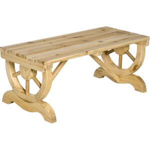 Outsunny 2-Person Garden Bench Rustic Wooden Outdoor Bench with Wheel-Shaped Legs Slatted Seat for Patio Natural Wood Effect Outsunny 2-Person Garden Bench Rustic Wooden Outdoor Bench with Wheel-Shaped Legs Slatted Seat for Patio Natural Wood Effect