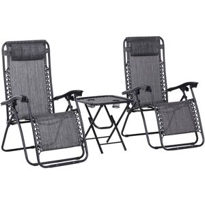 Outsunny Zero Gravity Lounge Set, 2 Reclining Chairs & Table w/ Cup Holders, Light Grey Aosom UK Outsunny Zero Gravity Lounge Set, 2 Reclining Chairs & Table w/ Cup Holders, Light Grey Aosom UK