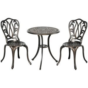 Outsunny 3 Piece Garden Bistro Set Aluminium Outdoor Furniture Set for 2 Patio Chairs and Table with Umbrella Hole Bronze Tone Outsunny 3 Piece Garden Bistro Set Aluminium Outdoor Furniture Set for 2 Patio Chairs and Table with Umbrella Hole Bronze Tone