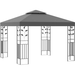 Outsunny 3 x 3m Outdoor Garden Steel Gazebo with 2 Tier Roof, Patio Canopy Marquee Patio Party Tent Canopy Shelter Vented Roof Decorative Frame - Grey Outsunny 3 x 3m Outdoor Garden Steel Gazebo with 2 Tier Roof, Patio Canopy Marquee Patio Party Tent Canopy Shelter Vented Roof Decorative Frame - Grey