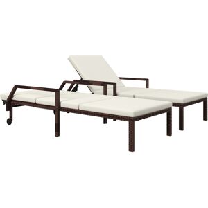 Outsunny Outdoor PE Rattan Sun Lounger Set of 2, Wicker Chaise Recliner Garden Chair with 5-Level Adjustable Backrest and 2 Wheels, Cream White Outsunny Outdoor PE Rattan Sun Lounger Set of 2, Wicker Chaise Recliner Garden Chair with 5-Level Adjustable Backrest and 2 Wheels, Cream White