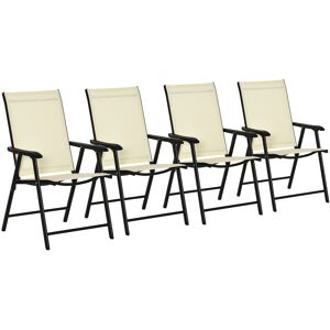 Outsunny Set of 4 Folding Garden Chairs, Metal Frame with Breathable Mesh Seat, Outdoor Patio Dining Chair, Beige Aosom UK Outsunny Set of 4 Folding Garden Chairs, Metal Frame with Breathable Mesh Seat, Outdoor Patio Dining Chair, Beige Aosom UK