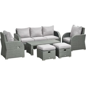 Outsunny 7-Seater Patio Furniture Set, Rattan Garden Set with Coffee Table, Footstool and Reclining Chairs, Light Grey Aosom UK Outsunny 7-Seater Patio Furniture Set, Rattan Garden Set with Coffee Table, Footstool and Reclining Chairs, Light Grey Aosom UK