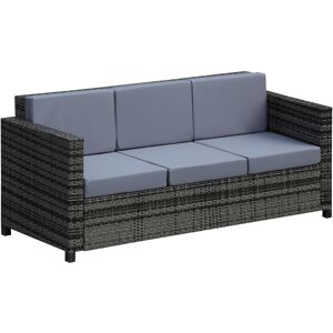 Outsunny 3-Seater All Weather Outdoor Sofa, Rattan Wicker Weave with Metal Frame and Fire Resistant Cushion, Grey Aosom UK Outsunny 3-Seater All Weather Outdoor Sofa, Rattan Wicker Weave with Metal Frame and Fire Resistant Cushion, Grey Aosom UK