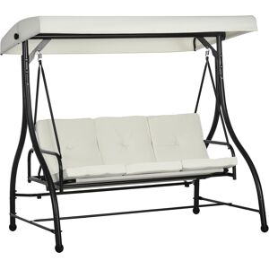 Outsunny 3 Seater Canopy Swing Chair, 2 in 1 Garden Swing Seat Bed, with Adjustable Canopy and Metal Frame, Cream White Outsunny 3 Seater Canopy Swing Chair, 2 in 1 Garden Swing Seat Bed, with Adjustable Canopy and Metal Frame, Cream White