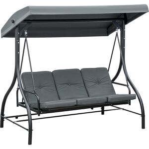 Outsunny 3 Seater Canopy Swing Chair - Garden Swing Seat Bed - Dark Grey Outsunny 3 Seater Canopy Swing Chair - Garden Swing Seat Bed - Dark Grey