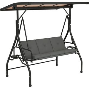 Outsunny 3 Seater Garden Swing Seat Bed with UPF30+ Adjustable Canopy, Convertible Swing Chair with Cushion, Outdoor Hammock Bench with Cup Trays for Balcony Patio, Dark Grey Outsunny 3 Seater Garden Swing Seat Bed with UPF30+ Adjustable Canopy, Convertible Swing Chair with Cushion, Outdoor Hammock Bench with Cup Trays for Balcony Patio, Dark Grey