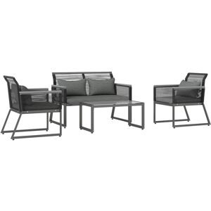 Outsunny 4 Pieces Rattan Garden Furniture Set - Charcoal Grey Aosom UK Outsunny 4 Pieces Rattan Garden Furniture Set - Charcoal Grey Aosom UK