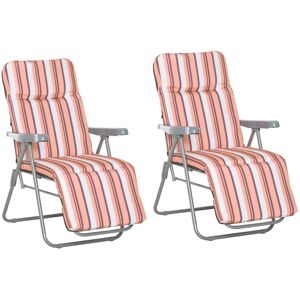 Outsunny Set of 2 Garden Sun Lounger Outdoor Reclining Seat Cushioned Seat Foldable Adjustable Recliner Orange and White Outsunny Set of 2 Garden Sun Lounger Outdoor Reclining Seat Cushioned Seat Foldable Adjustable Recliner Orange and White