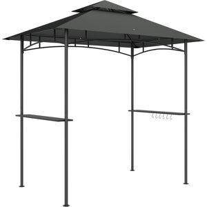 Outsunny 8' x 5' Grill Gazebo, Double Tiered BBQ Gazebo Shelter Canopy with LED Lights, 2 Side Shelves, Hooks, Dark Grey Outsunny 8' x 5' Grill Gazebo, Double Tiered BBQ Gazebo Shelter Canopy with LED Lights, 2 Side Shelves, Hooks, Dark Grey