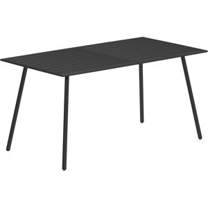 Outsunny Rectangle Garden Table with Slat Top, Steel Frame, Outdoor Table for 6 Person, 150 x 80 x 74 cm, Black Outsunny Rectangle Garden Table with Slat Top, Steel Frame, Outdoor Table for 6 Person, 150 x 80 x 74 cm, Black
