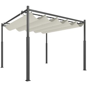 Outsunny 3 x 3(m) Garden Pergola with Retractable Roof and Magnetic Fixture, Outdoor Pergola Kit Sun Shade Canopy, UPF30+, Cream White Outsunny 3 x 3(m) Garden Pergola with Retractable Roof and Magnetic Fixture, Outdoor Pergola Kit Sun Shade Canopy, UPF30+, Cream White