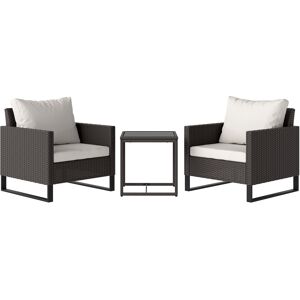 Outsunny 3 Pieces Rattan Bistro Set with 4 Cushions, Wicker Garden Furniture Set, Glass Top Coffee Table and Chairs for Outdoor Patio, Balcony, Terrace and Conservatory, Brown Outsunny 3 Pieces Rattan Bistro Set with 4 Cushions, Wicker Garden Furniture Set, Glass Top Coffee Table and Chairs for Outdoor Patio, Balcony, Terrace and Conservatory, Brown