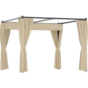 Outsunny 3 x 3(m) Retractable Pergola, Garden Gazebo Shelter with Curtains, for Grill, Patio, Deck, Khaki Outsunny 3 x 3(m) Retractable Pergola, Garden Gazebo Shelter with Curtains, for Grill, Patio, Deck, Khaki