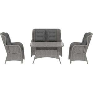 Outsunny Garden PE Rattan Dining Sofa Set, Outdoor 4 Seater Wicker Furniture, High Back Chairs with Cushions for Patio, Light Grey Outsunny Garden PE Rattan Dining Sofa Set, Outdoor 4 Seater Wicker Furniture, High Back Chairs with Cushions for Patio, Light Grey