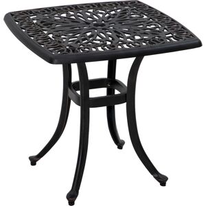 Outsunny Cast Aluminium Bistro Table, Outdoor Square Side Table with Umbrella Hole, Garden Table for Balcony, Bronze Tone Outsunny Cast Aluminium Bistro Table, Outdoor Square Side Table with Umbrella Hole, Garden Table for Balcony, Bronze Tone