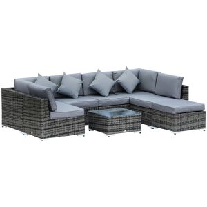 Outsunny 7-Seater Rattan Sofa Set Garden Furniture Aluminium Patio Set Wicker Seater w/Table, Grey Outsunny 7-Seater Rattan Sofa Set Garden Furniture Aluminium Patio Set Wicker Seater w/Table, Grey