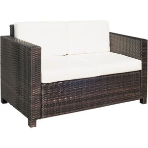 Outsunny 2 Seater Garden Furniture, Rattan Sofa with Soft Padded Cushion and Armrests, Wicker Garden Loveseat for Patio, Mixed Brown Outsunny 2 Seater Garden Furniture, Rattan Sofa with Soft Padded Cushion and Armrests, Wicker Garden Loveseat for Patio, Mixed Brown