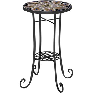 Outsunny Mosaic Garden Table, 35.5 cm Round Outdoor Table with Shelf, Ceramic Tile Top, Bistro Table Plant Stand for Indoor, Patio, Balcony, Orange Outsunny Mosaic Garden Table, 35.5 cm Round Outdoor Table with Shelf, Ceramic Tile Top, Bistro Table Plant Stand for Indoor, Patio, Balcony, Orange