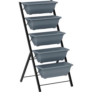 Outsunny 5-Tier Raised Garden Bed, Vertical Ladder Plant Stand with 5 Removable Boxes, Drainage Holes and Plugs, Indoor Outdoor Elevated Flower Herb Growing Box for Garden Patio Balcony, Grey Outsunny 5-Tier Raised Garden Bed, Vertical Ladder Plant Stand with 5 Removable Boxes, Drainage Holes and Plugs, Indoor Outdoor Elevated Flower Herb Growing Box for Garden Patio Balcony, Grey