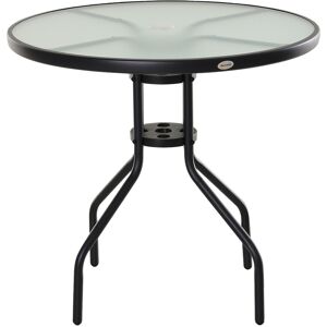 Outsunny Outdoor Dining Table, Round Coffee Table with Parasol Hole, Tempered Glass Top, Garden Side Table, 80cm Diameter Aosom UK Outsunny Outdoor Dining Table, Round Coffee Table with Parasol Hole, Tempered Glass Top, Garden Side Table, 80cm Diameter Aosom UK