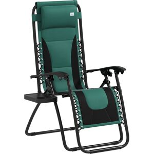 Outsunny Foldable Reclining Garden Chair, Zero Gravity Chair with Padded Seat, Cup Holder, Adjustable Backrest, Pillow for Outdoor, Patio, Deck, Green Outsunny Foldable Reclining Garden Chair, Zero Gravity Chair with Padded Seat, Cup Holder, Adjustable Backrest, Pillow for Outdoor, Patio, Deck, Green