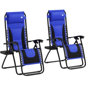 Outsunny Foldable Reclining Garden Chair Set of 2, Zero Gravity Chairs with Padded Seat, Cup Holder, Adjustable Backrest for Outdoor, Deck, Blue Outsunny Foldable Reclining Garden Chair Set of 2, Zero Gravity Chairs with Padded Seat, Cup Holder, Adjustable Backrest for Outdoor, Deck, Blue