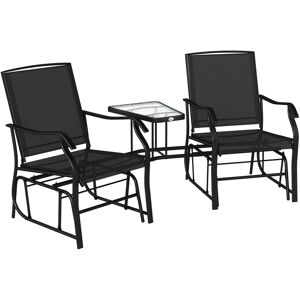 Outsunny Garden Double Glider Rocking Chairs Gliding Love Seat with Middle Table Conversation Set Patio Backyard Relax Outdoor Furniture Outsunny Garden Double Glider Rocking Chairs Gliding Love Seat with Middle Table Conversation Set Patio Backyard Relax Outdoor Furniture