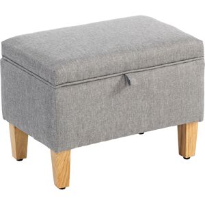 HOMCOM 16L Linen Storage Ottoman Padded Footstool with Rubberwood Legs for Storage Box, Bed End, Shoe Bench, Seating, Light Grey HOMCOM 16L Linen Storage Ottoman Padded Footstool with Rubberwood Legs for Storage Box, Bed End, Shoe Bench, Seating, Light Grey